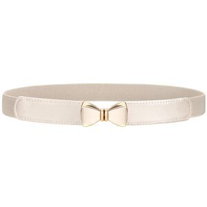 Womens Skinny Elastic Beige Belt Stretchy Bow Belt For Women Dresses 7472